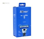 تیغ اصلاح 5 لبه سیستمی بلیز همراه یدک مردانه سیلور 3+1 عددی