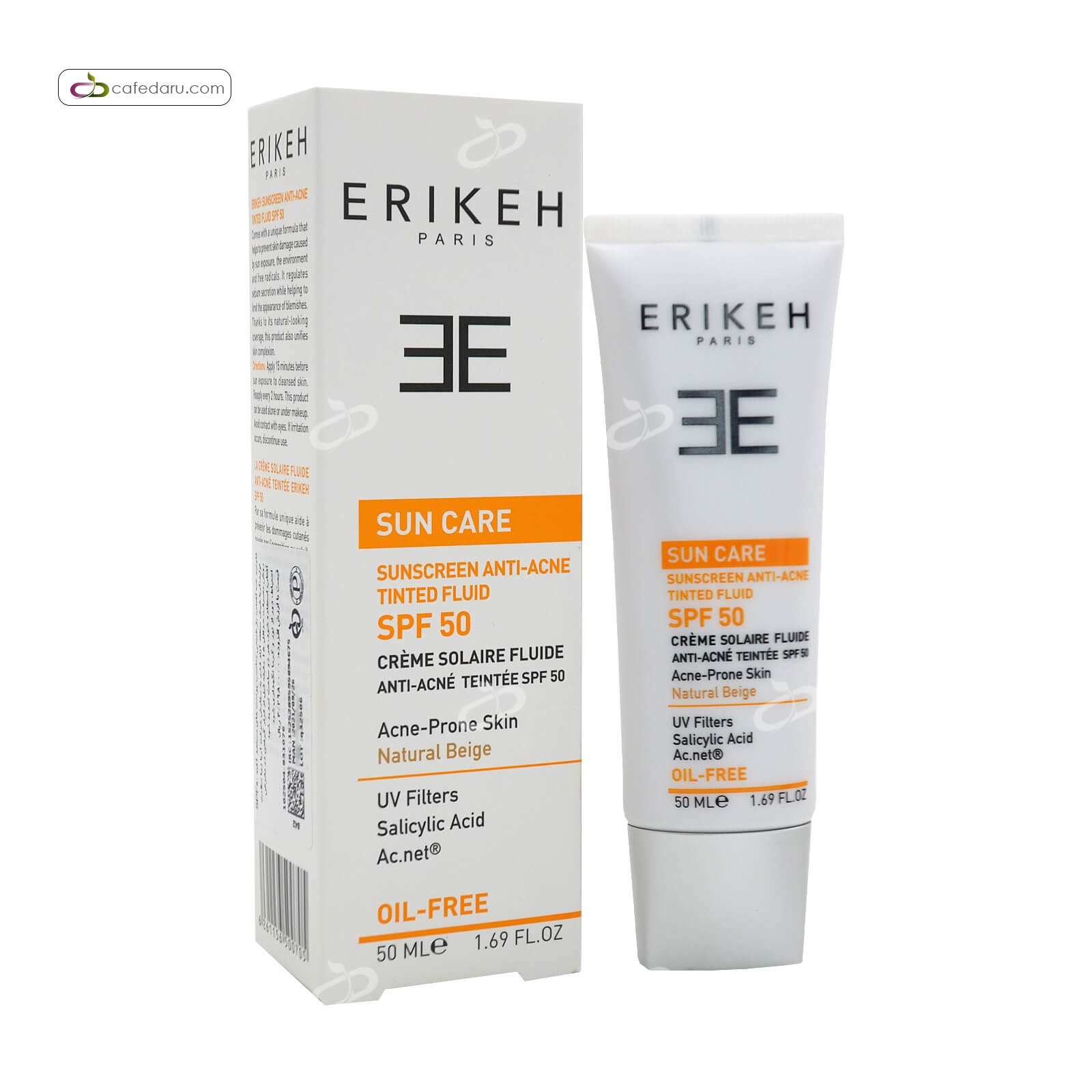 فلوئید ضدآفتاب SPF50 ضد جوش اریکه 50 میلی لیتر بژ طبیعی