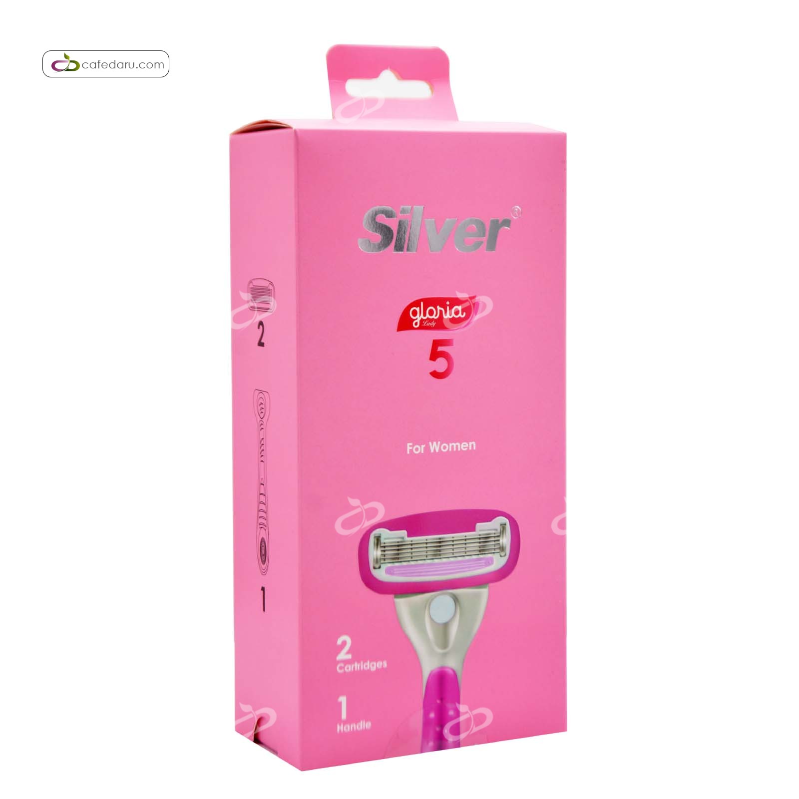 تیغ اصلاح 5 لبه سیستمی گلوریا همراه یدک زنانه سیلور 2+1 عددی