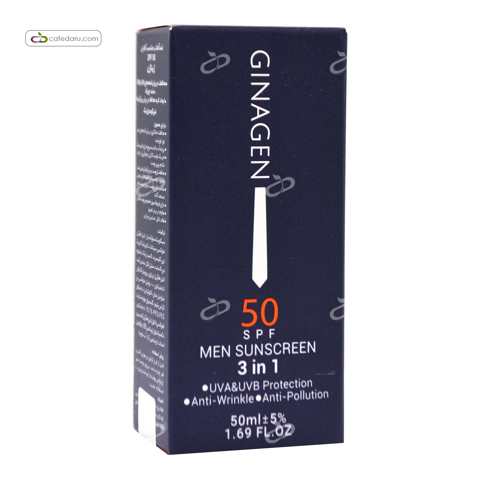 ضدآفتاب SPF50 مناسب آقایان ژیناژن 50 میلی لیتر بی رنگ